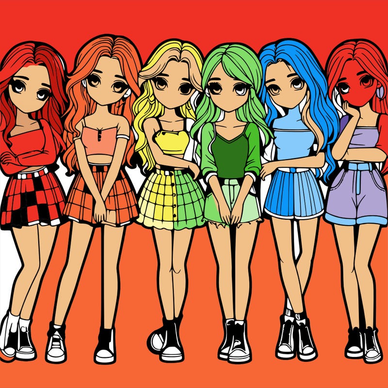 a group of girls realistic