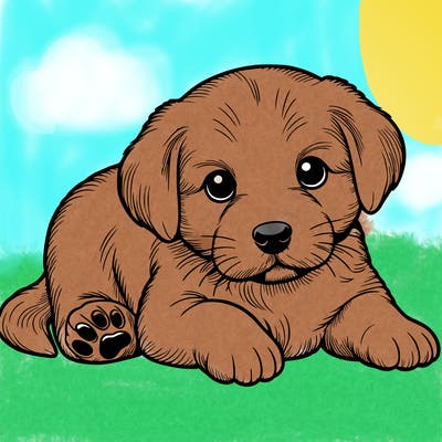 a cute realistic puppy