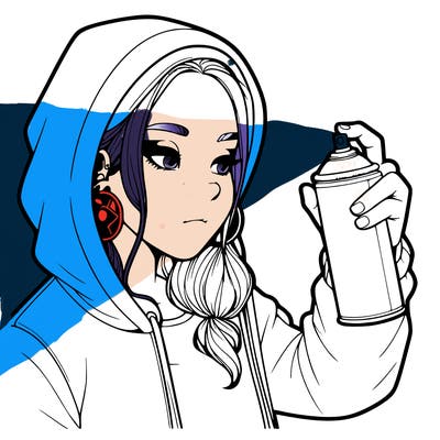 a realistic girl, spray painting