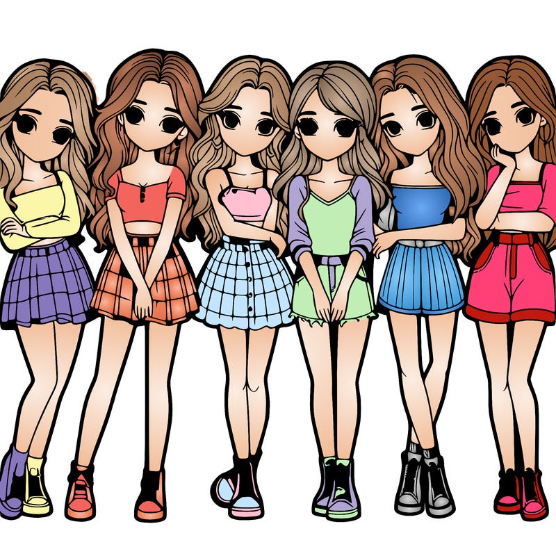 a group of girls realistic