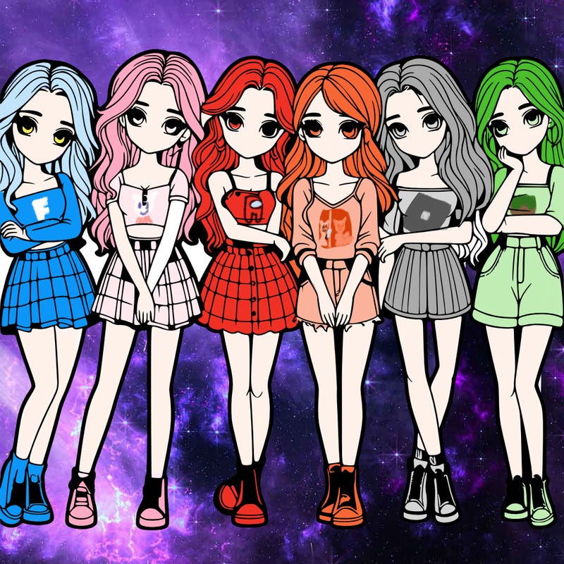 a group of girls realistic