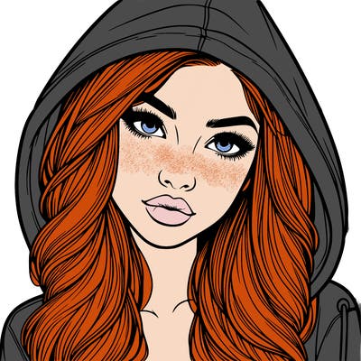 realistic beautiful girl with a hood on