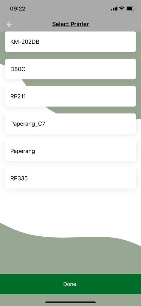 AUSPRINT - A list of available Bluetooth thermal printers to select within the AUSPRINT app