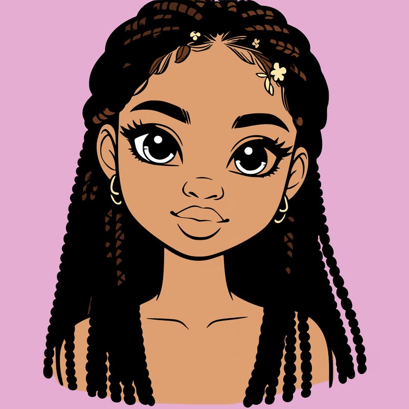 a realistic black girl with braids