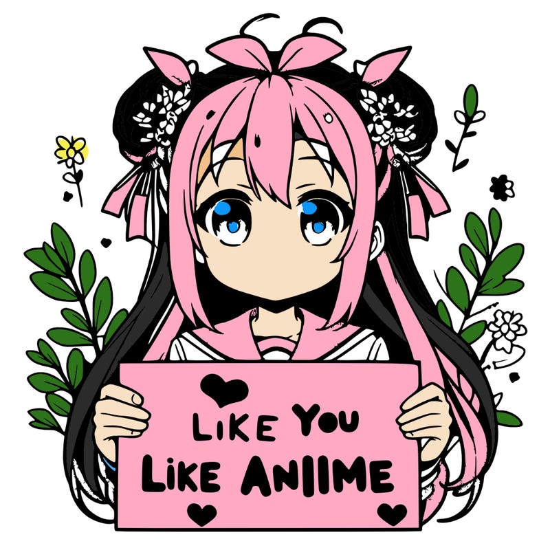 anime girl holding a sign saying like if you like anime