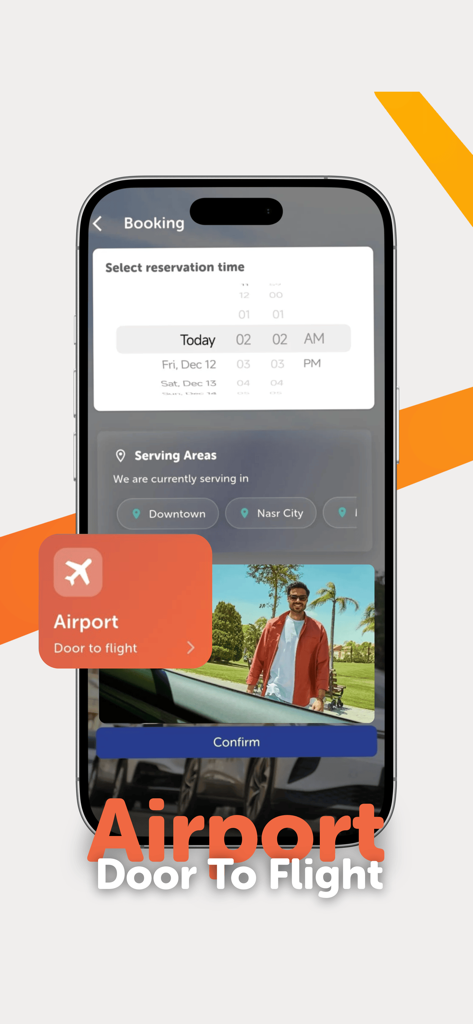JTNY - Interface do aplicativo JTNY para reserva de uma corrida de luxo para traslado para o aeroporto.