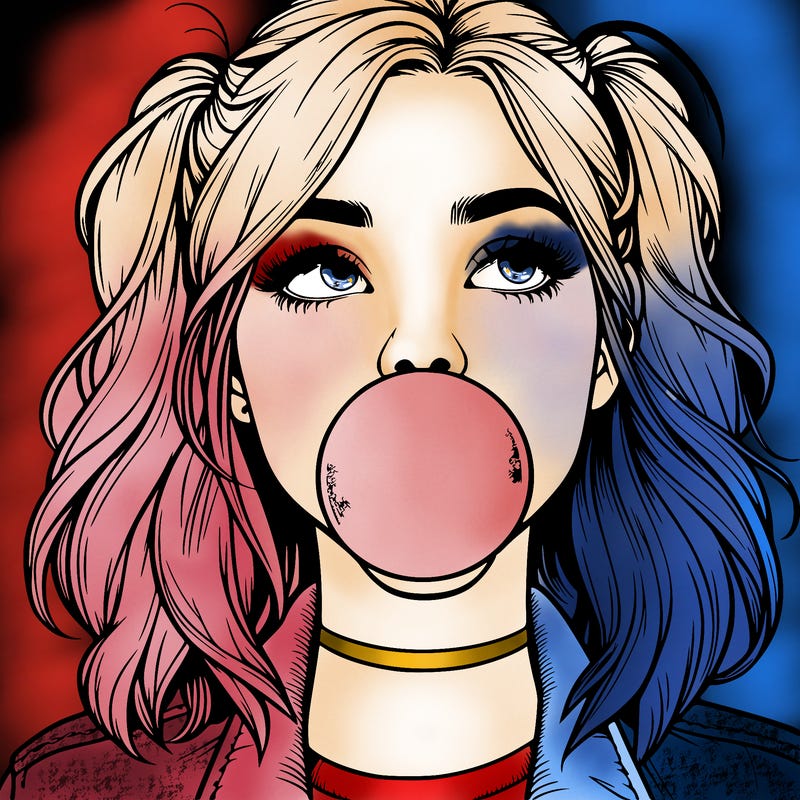 realististic girl blowing bubble -gum