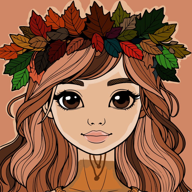 realistic girl with fall leaf crown