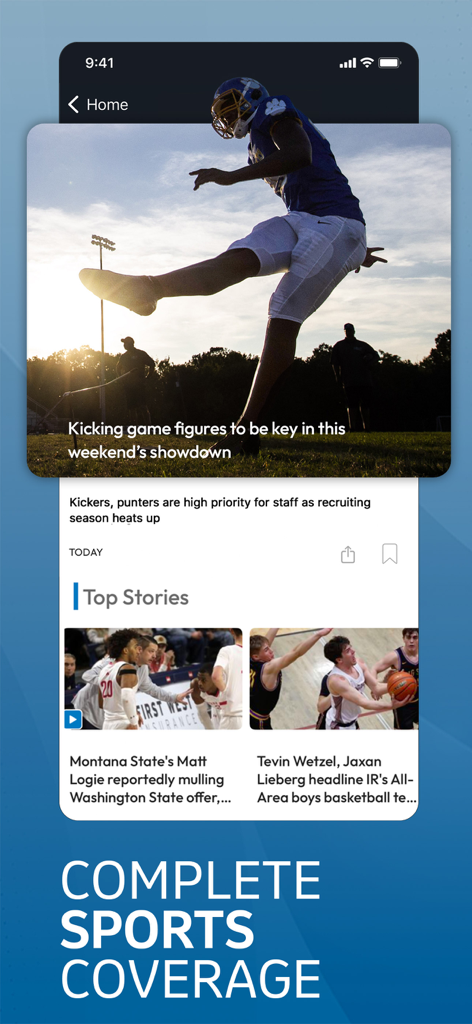 Helena Independent Record - Helena Independent Record app interface showing local Montana sports coverage and news stories.