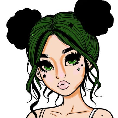 realistic girl with space buns