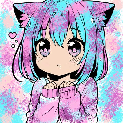 shy anime catgirl