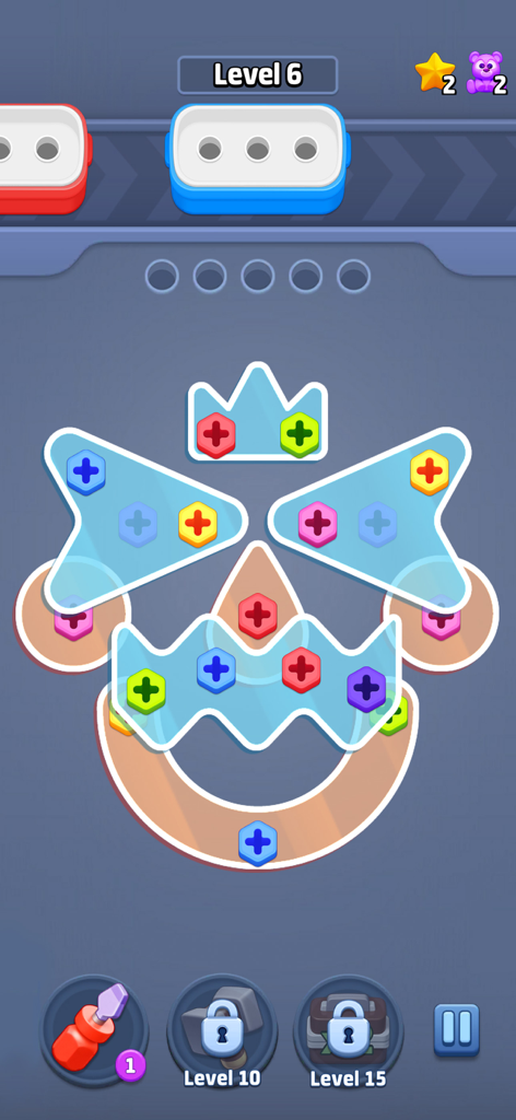 Matchscapes: ASMR Story - Matchscapes ASMR 스토리의 게임 플레이 스크린샷, 퍼즐 매칭 레벨의 다채로운 플러스 아이콘 표시