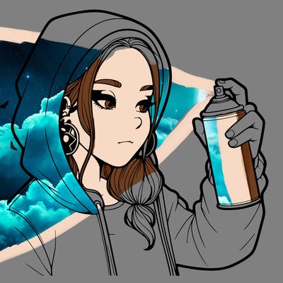 a realistic girl, spray painting