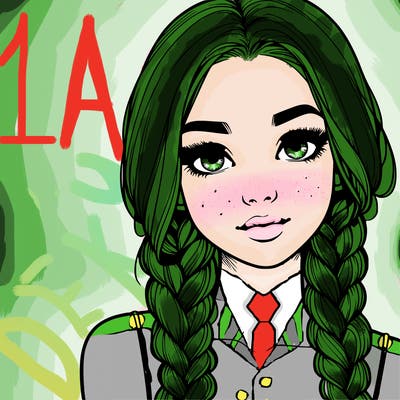 realistic girl with braids