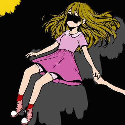 realistic girl floating