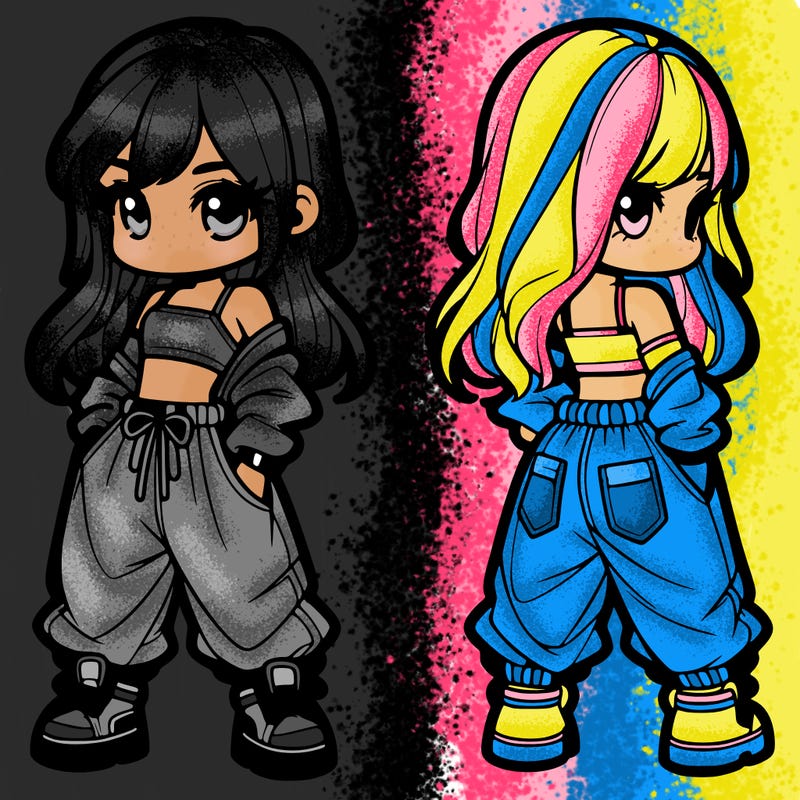 girl in crop top and baggy pants