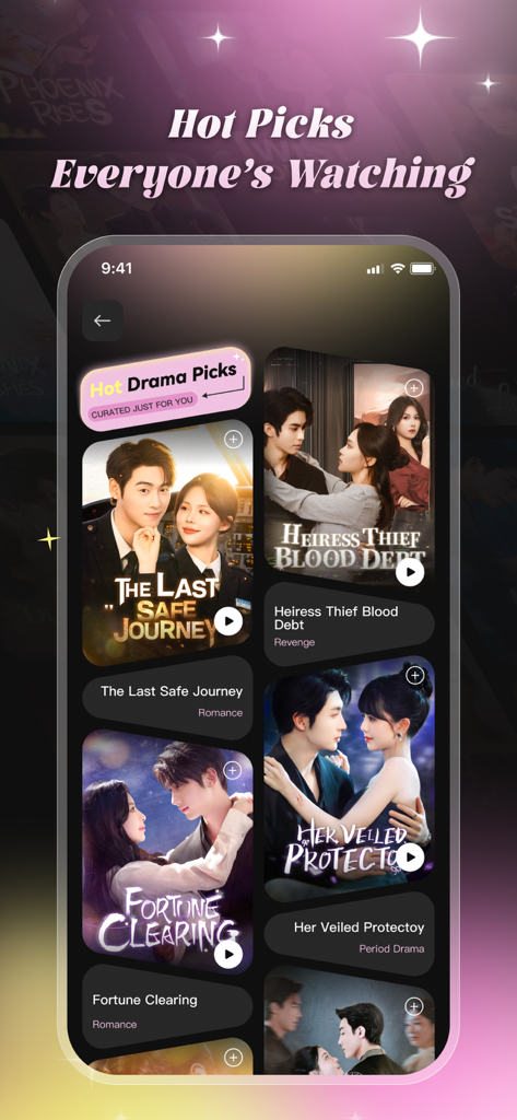 Nebuluxe - Mobile interface of Nebuluxe app displaying popular short drama series for streaming
