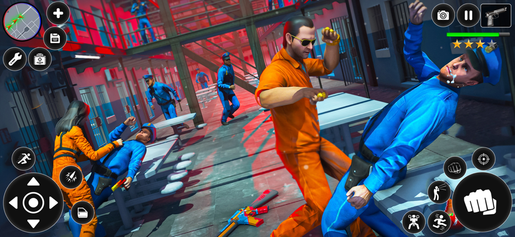 City Gangster Prison Escape - A prisoner fighting a guard in a 3D prison escape simulator.