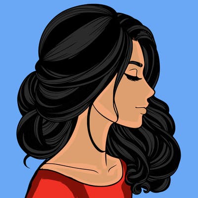 realistic woman's head & hair