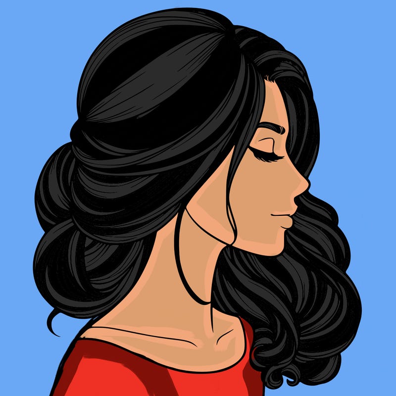 realistic woman's head & hair