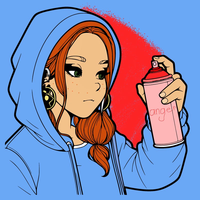 a realistic girl, spray painting