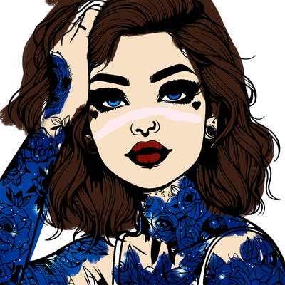 realistic girl with tattoos all over