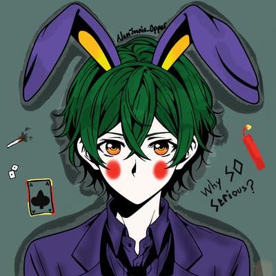 anime man with bunny ears realistic