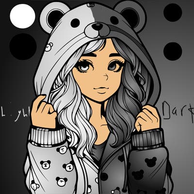 realistic girl in a animal pjs hoodie