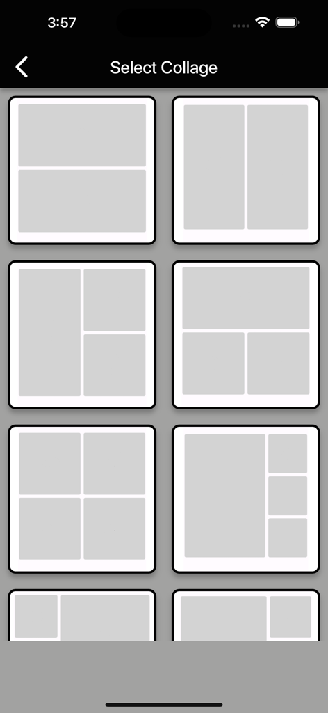 새해 2026 인사 카드 제작을 위한 여러 사진 콜라주 레이아웃 옵션을 보여주는 인터페이스