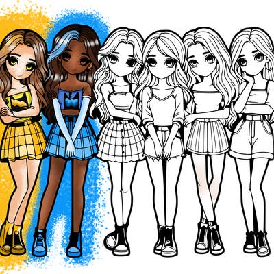 a group of girls realistic