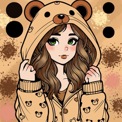 realistic girl in a animal pjs hoodie