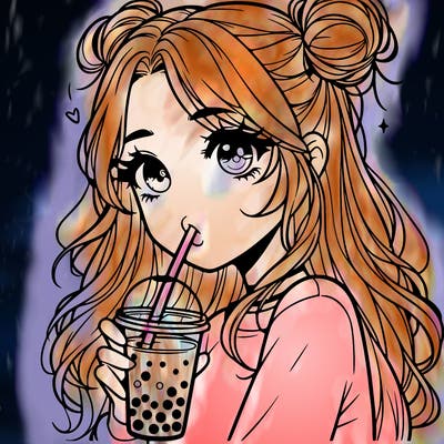 pretty realistic girl drinking boba