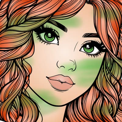 beautiful realistic girl close up to the camera with wavy hair,