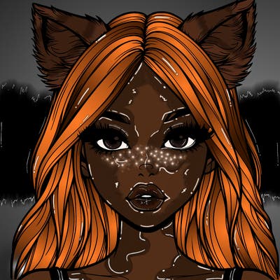 realistic girl with fox ears and realistic lips