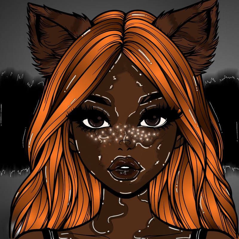 realistic girl with fox ears and realistic lips
