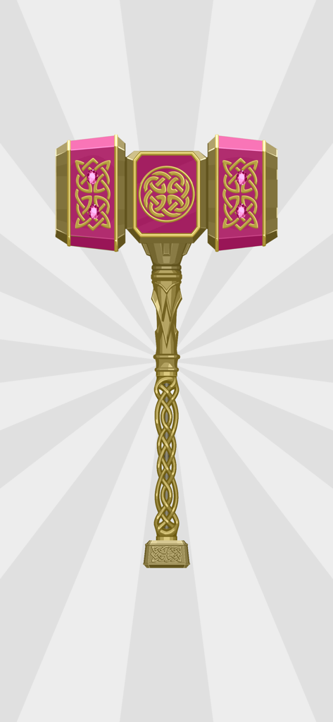 sword maker : Weapon Avatar - An ornate gold and pink fantasy war hammer with Celtic knot patterns and gems