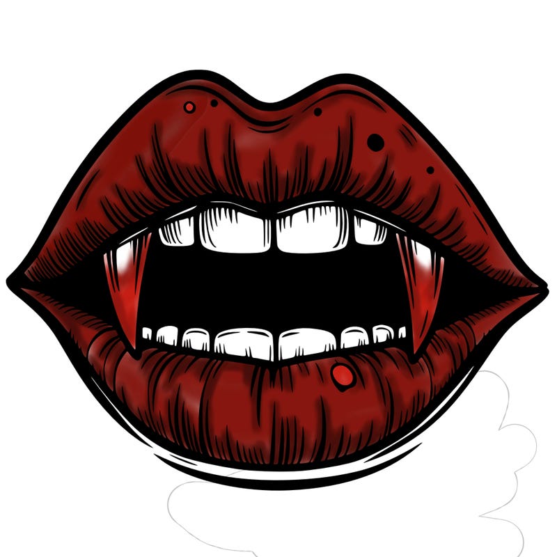 lips with vampire teeth