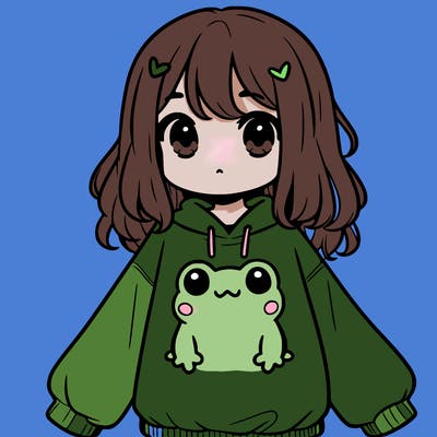 girl wearing frogging sweatshirt