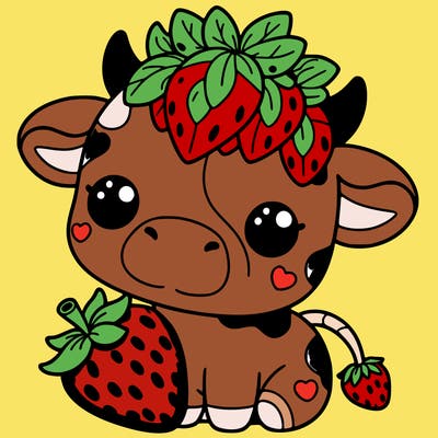 cute strawberry cow