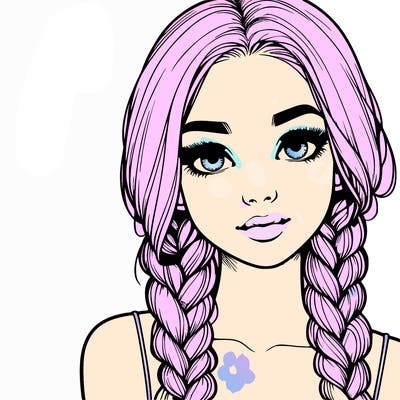 realistic girl with braids