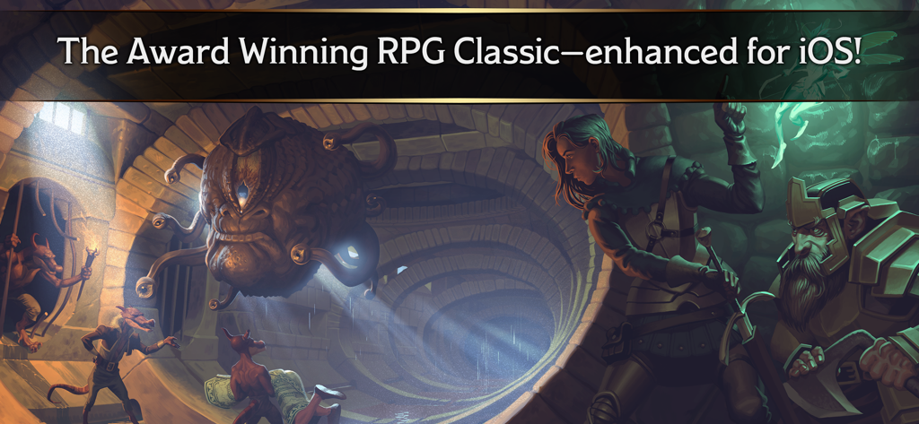 Banner for Neverwinter Nights classic RPG enhanced for iOS with fantasy dungeon artwork