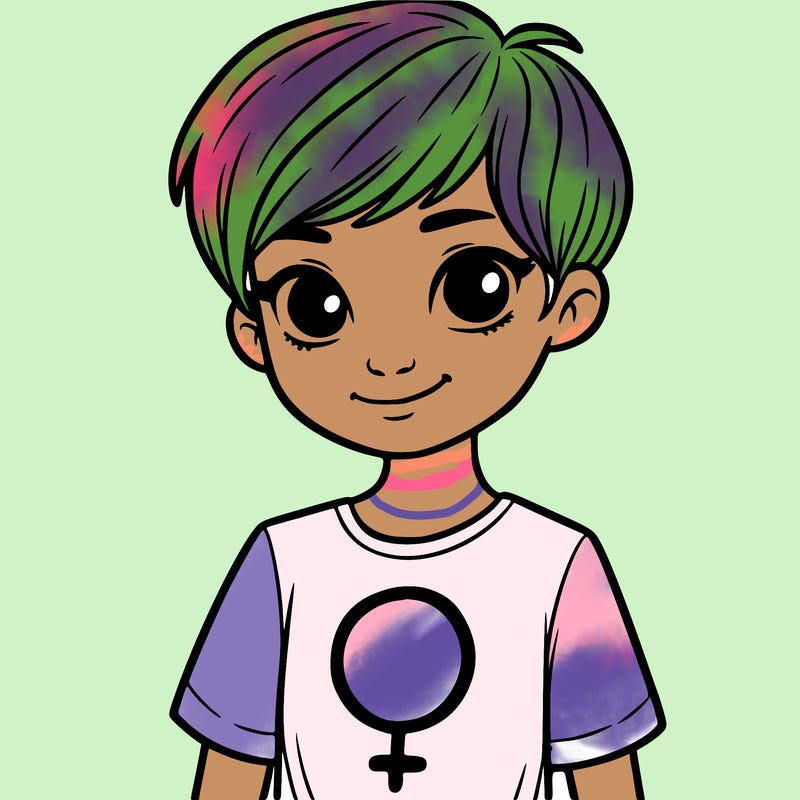 girl with pixie cut and feminist shirt