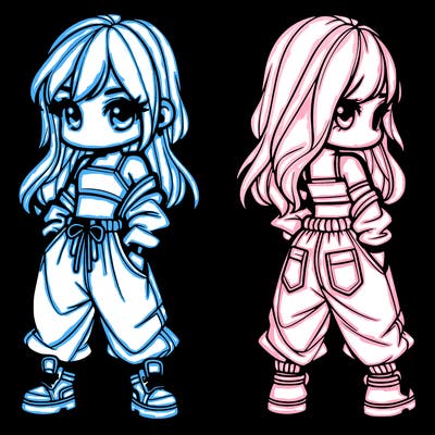 girl in crop top and baggy pants