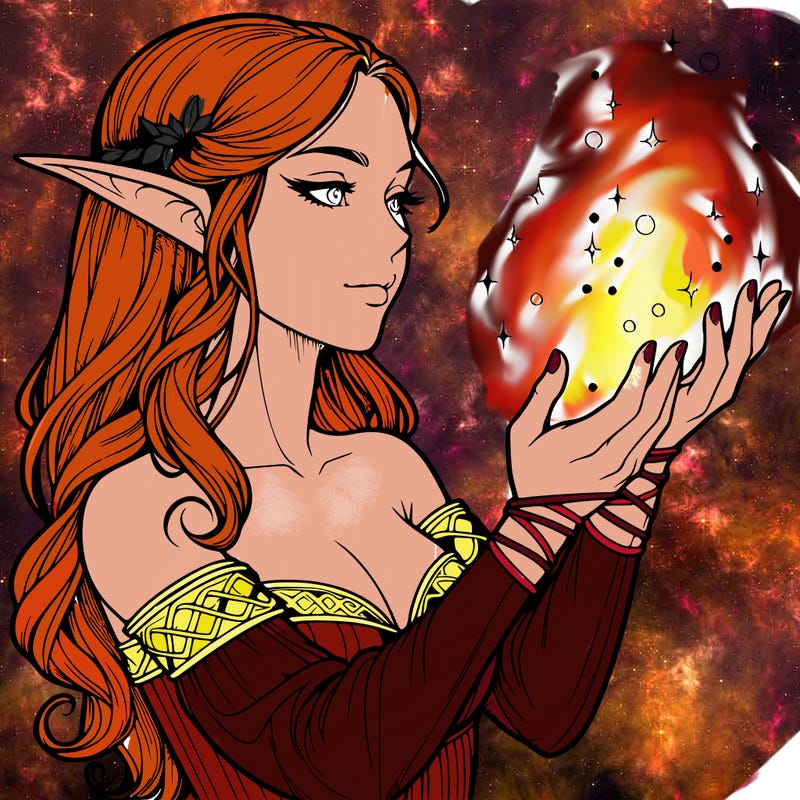 realistic elf girl doing magic