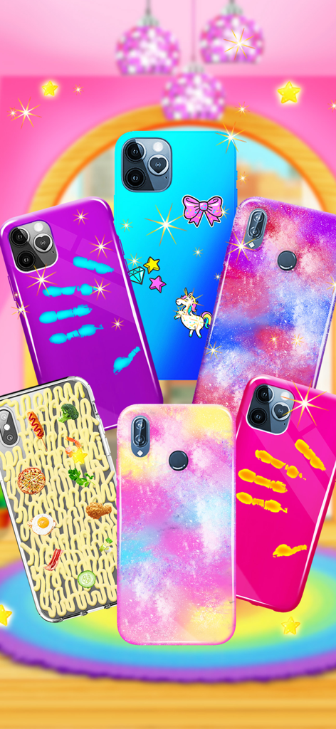 Phone Case DIY - Art Designer - A collection of colorful DIY customized phone cases with glitter stickers and creative art designs