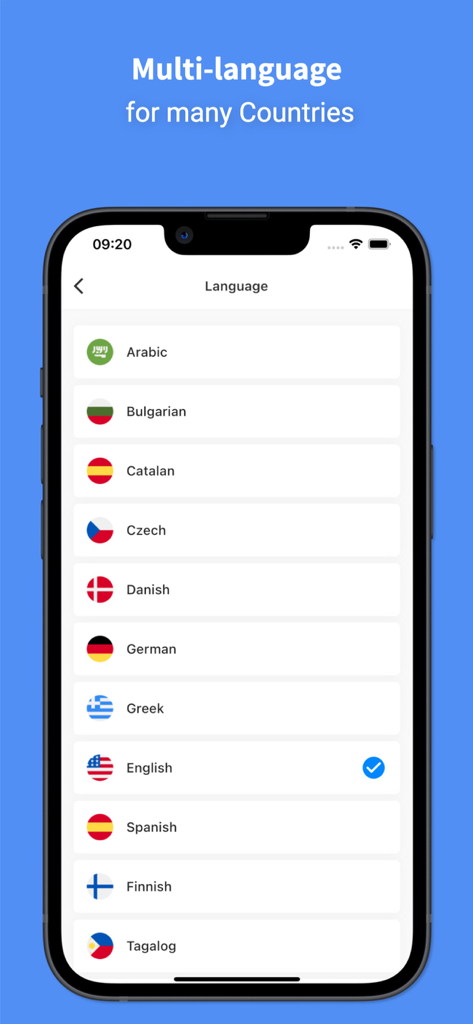 Language Translator Pro - All+ - Language selection screen showing various flags and supported languages in the translator app.