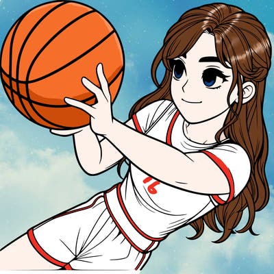 realistic girl playing basketball