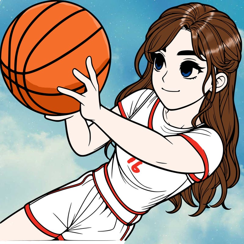 realistic girl playing basketball