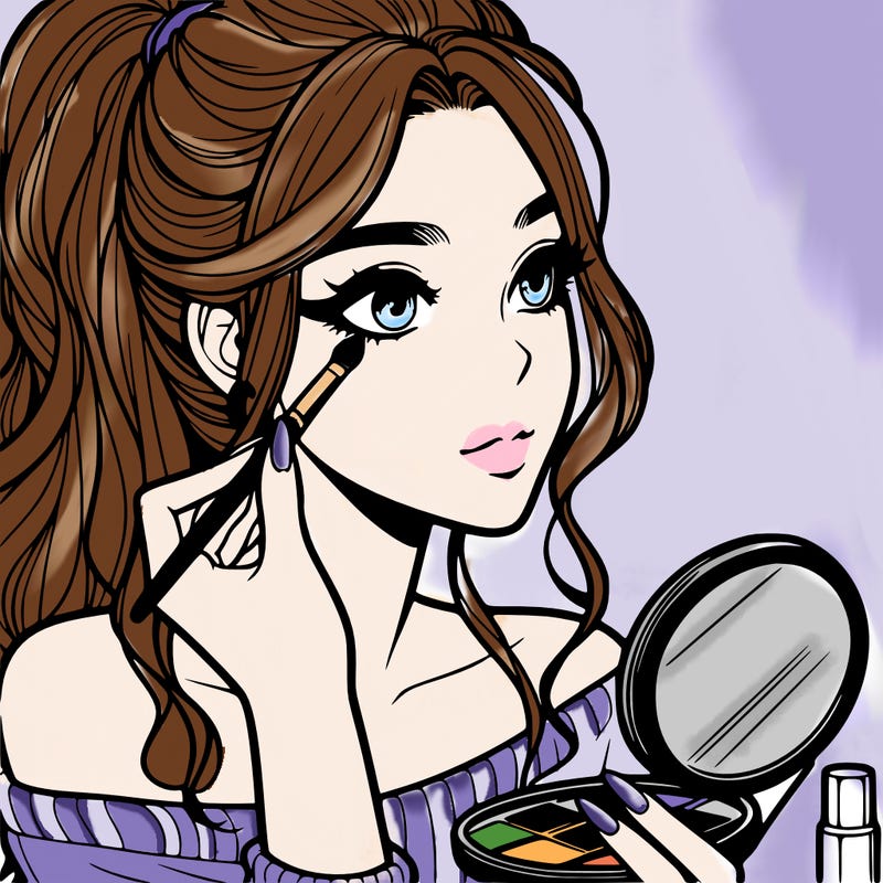a realistic girl doing her makeup