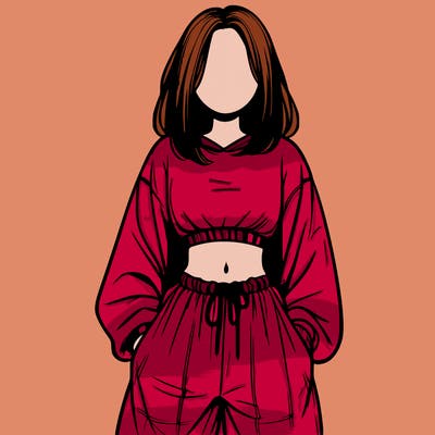 realistic girl faceless with baggy pants and a crop top